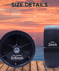 Two XIANGZI 6-inch trailer jack wheels; black, 6-inch diameter, 2-inch width, 5/8-inch hole.