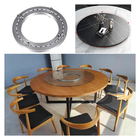 Heavy Duty Aluminum Swivel Turntable Bearing For TV Displays, 360 Degree Rotating Base Plate, 10 Inch on wooden table setup
