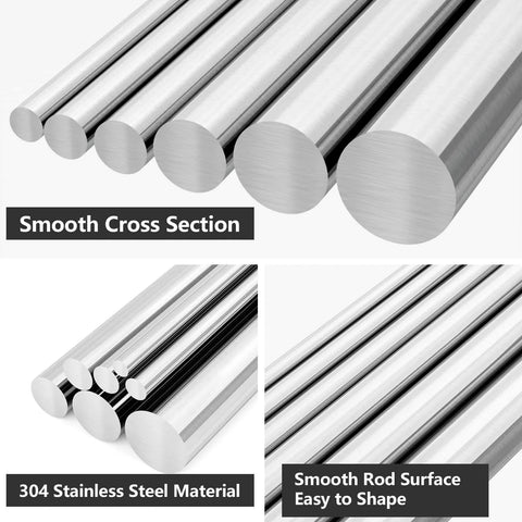 Three Quarters Inch Diameter 304 Stainless Steel Round Rod, Ten Inch Length, Solid Bar For DIY Metal Craft And Metalworking