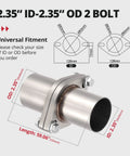 Beefed Up Two Bolt Exhaust Flange Repair Piping Kit Built With Tough As Nails 304 Stainless Steel, 2.35 in diameter, universal fit.
