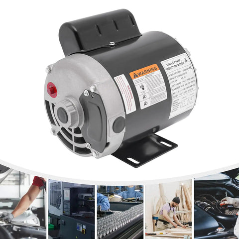Half Horsepower Single Phase Electric Motor With 3450 RPM 115 To 230 Volt IP23 Protection Beefy Workhorse Build For Metal Cutting Machines Pumps And Fans, side view