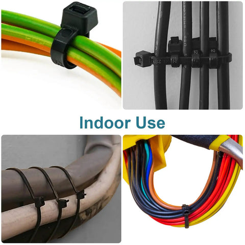 Assorted Zip Ties 12 Inch 8 Inch 6 Inch 4 Inch 200 Pack Tough As Nails Heavy Duty UV Resistant Nylon Cable Ties For Outdoor Use All Weather Tie Straps Cables Garden DIY Projects indoor cable bundles