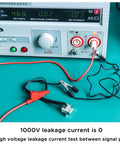 High voltage leakage current test setup with DB25 Male Breakout Board Adapter connected, shows 1000V leakage current as 0, on test equipment.