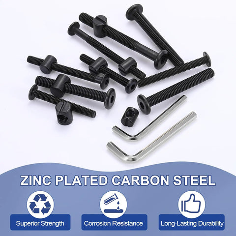 Beefed Up Zinc Plated Carbon Steel Hex Socket Cap Screws Set for Furniture Assembly, M6 and M8 Threads, 50mm to 120mm Length