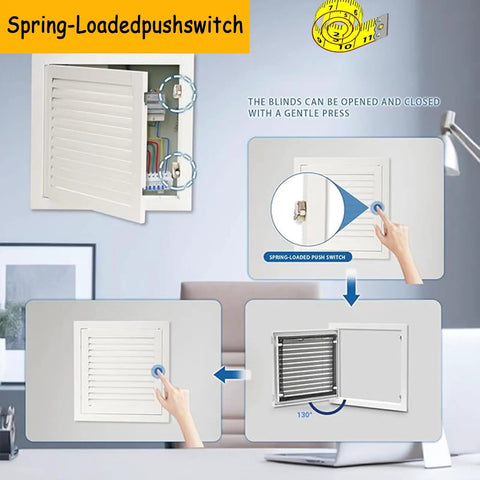 Spring-Loadedpushswitch image demonstrating its operation for adjusting blind ventilation.