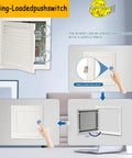Image of Spring-Loaded Push Switch for easy opening of blinds, demonstrating functionality in a sleek office setting.