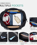 Airline Approved Personal Item Bag, Expandable 20-30L Weekender Duffel open top view showing multiple pockets and organized items