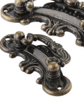 Close-up of Two Pack Vintage Antique Bronze Drawer Pull Handles For Drawers Jewelry Boxes Cabinets And Furniture Hardware Size 3.03 By 1.22 Inches