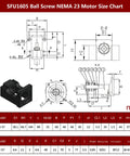 CNCMANS HM12-57 Nema 23 steel motor mounting bracket; front drawing and 3D model view