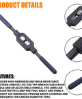 Adjustable Tap Reamer Wrench Handle Made From Alloy Steel, Fits 4-12 Mm Or 8/16-1/2 Inch UNC/UNF Taps, high-hardness detail