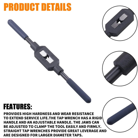 Adjustable Tap Reamer Wrench Handle Made From Alloy Steel, Fits 4-12 Mm Or 8/16-1/2 Inch UNC/UNF Taps, high-hardness detail