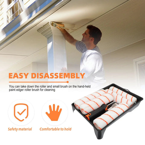 Pro Level Heavy Duty Paint Roller Brush Set With Comfortable Tpr Rubber Grip And Sturdy Steel Tray Frame for easy disassembly and cleaning.