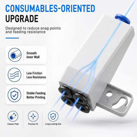 Solid Performer 4 In 1 PTFE Adapter Built For Bambu Lab with three smooth ports and detachable design for efficient filament routing.