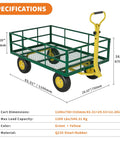 22 Cu Ft Steel Tow Behind Dump Cart for ATVs and UTVs with specifications and dimensions
