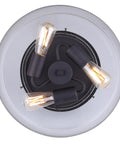 Top view of Nash 3 Bulb Semi Flush Light With Seeded Glass In Oil Rubbed Bronze Finish For A Dope Modern Rustic Look In Kitchen Hallway Or Foyer Easy Push In Connection Uses 60W Type A Bulbs Not Included.