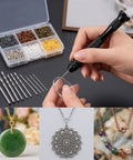 Hella Durable Zinc Alloy Hand Drill Set With Six Hundred Eye Screws Ten Precision Bits And Fifteen Keychain Rings Sweet For Resin Crafting Diy Epoxy Molds And Creative Hobby Vibe Projects in use with various jewelry.