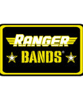 Ranger Bands logo with stars, part of Mixed 24 Count EPDM Rubber Bands With Extra Stretch For Survival And Emergency Tinder Various Sizes