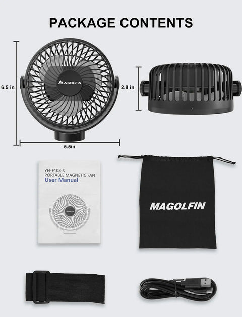 Keep Your Golf Cart Chill On The Road With This Rechargeable Magnetic Fan Featuring 12000 Mah Battery 3 Speed Settings And Bright LED Lantern Light For Smooth Cruising Vibes – package contents including fan, manual, and accessories.