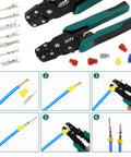 Pin Connector Kit With Crimping Pliers, Pro Grade 450Pcs Terminal Pins, 26 Types, 360Pcs Waterproof Seals, shown with wiring steps.