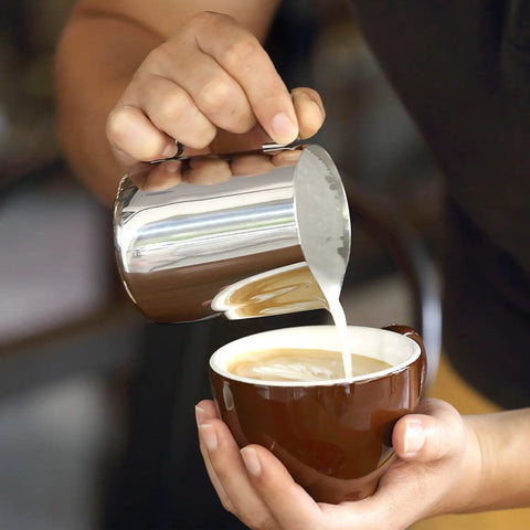 Stainless Steel Milk Frothing Pitcher For Latte Art 12 Ounce Barista Grade Pouring Jug Creamer For Espresso Foam Nonstick Coated