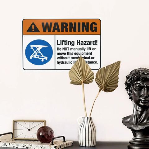 Heads Up Lifting Hazard Do Not Manually Lift Or Move This Equipment 8x12 Inch Construction Safety Warning Sign on wall