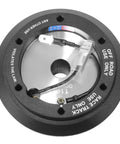 Pimp Your Ride With This Racing Style Steering Wheel Quick Release Short Hub Adapter Fits Honda Civic Del Sol Acura Integra Prelude 6 X 70mm Bolt Pattern Matte Black underside view with wiring.