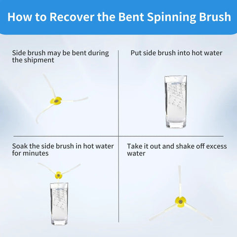 Steps to recover bent side brush for Replacement Parts Kit For Roomba 600 Series Vacuum Cleaner