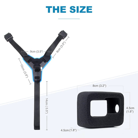Helmet Mount With Windshield For GoPro Hero 9 10 11 12 13 on Motorcycle Helmets Chin Strap Mount with size dimensions