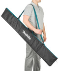Heavy Duty Padded Guide Rail Bag for Track Saw Rails Up To 59 Inches carried by a person, showcasing lightweight durability