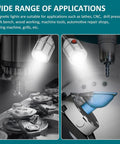 Heavy Duty Magnetic LED Work Light With A Flexible Gooseneck And Ironclad Magnet Base illuminating machinery and drill press settings.