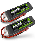 2S LiPo Battery 2200mAh 50C 7.4V with Soft Case and Dean T Connector Pack of 2 for RC Car Truggy Airplane UAV Drone