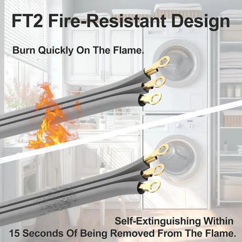 Heavy Duty 30 Amp 3 Prong Dryer Cord, 10 Foot Appliance Power Cable With Ring Terminal Connectors in fire-resistance test