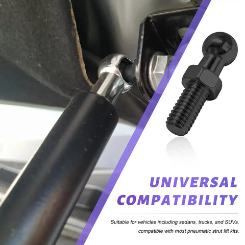 Heavy Duty 4 Pack 10mm Ball Studs For Cars With M8 Threads And One Half Inch Shank Includes Mounting Hardware Perfect For Gas Struts Lift Supports Stable Connection Car Accessories Black Finish installed on gas strut bracket