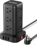 16 In 1 Tower Power Strip With 12 AC Outlets And 4 USB Ports Including USB C, 6.5 Ft Extension Cord, Surge Protector