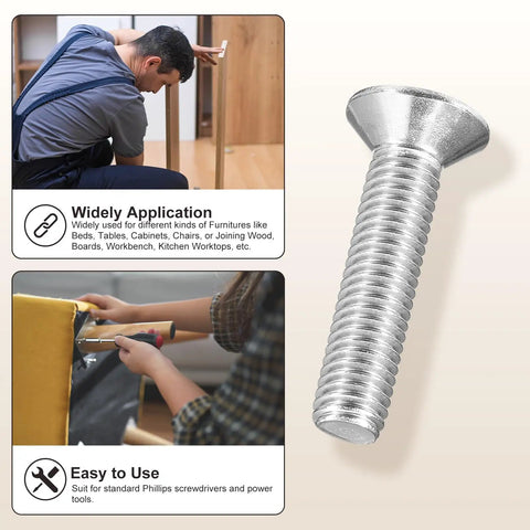 Tough As Nails Phillips Head Machine Screws And Lock Nuts Kit M6 X 50mm cross recessed screw for furniture building and DIY projects.