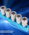 G1/4 Aluminum Air Distribution Block With Straight Air Hose Splitter Pneumatic Manifold And Connector SML-5 five-port view