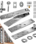 Hidden Pivot Door Hinge Set For Wood Doors And Secret Bookcases Heavy Duty Stainless Steel 360 Degree Rotation With Simple Lock