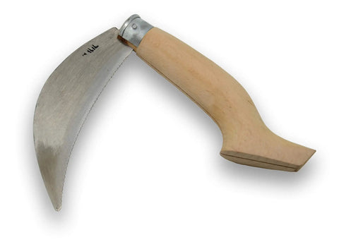 Compact Folding Garden Sickle 12 Inch Hand Weeder With Serrated Blade For Lawn And Garden Care, folded position