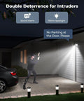 Heavy Duty 12MP Dome Security Camera With Full Color Night Vision For Outdoor PoE Setups and Badass Top Shelf Weatherproof Surveillance Gear Built Rock Solid Forever monitoring a driveway with bright spotlight.