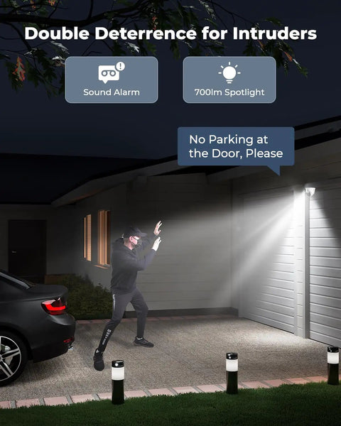 Heavy Duty 12MP Dome Security Camera With Full Color Night Vision For Outdoor PoE Setups and Badass Top Shelf Weatherproof Surveillance Gear Built Rock Solid Forever monitoring a driveway with bright spotlight.