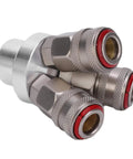 Heavy Duty 3 Way Quick Coupler For Air Tools And Pneumatic Systems With Chrome Plated Finish G One Quarter Inch Thread Carbon Steel Female