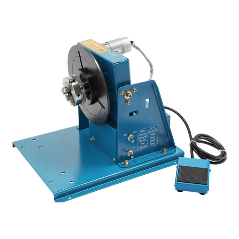 Compact Rotary Welding Positioner Turntable With Three Jaw Chuck, Zero To Ninety Degree Tilt, grippy benchtop stand for precise welding.