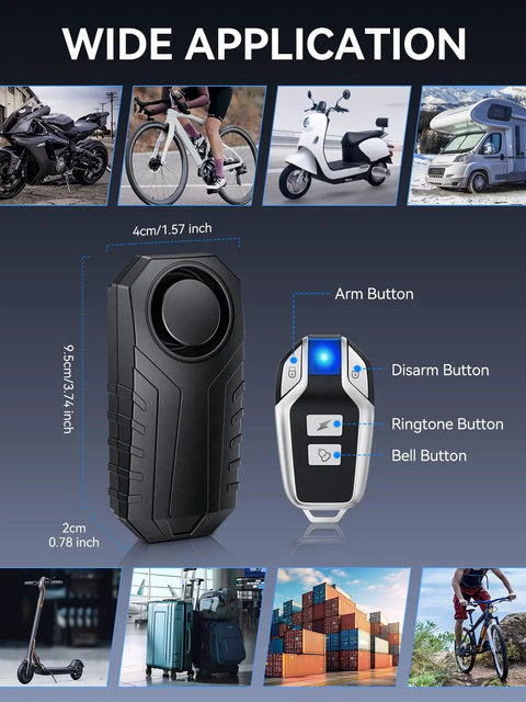 Upgraded Wireless Bike Alarm With Rechargeable Battery, Vibration Motion Sensor Anti Theft, IP65 Waterproof Motorcycle Alarm With Remote, Ideal For E Bikes, Scooters, Cars And Any Two Wheeler