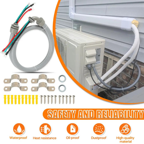 Power Whip Assembly Kit For 3 Conductor 10 Gauge Preassembled AC Whip With Nonmetallic Liquid Tight Flexible Electrical Conduit