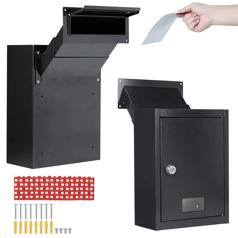 Wall Mount Drop Box With Combination Lock For Home Office Use Beefy Heavy Duty Steel Mail Slot Safe Rainproof Deposit Box