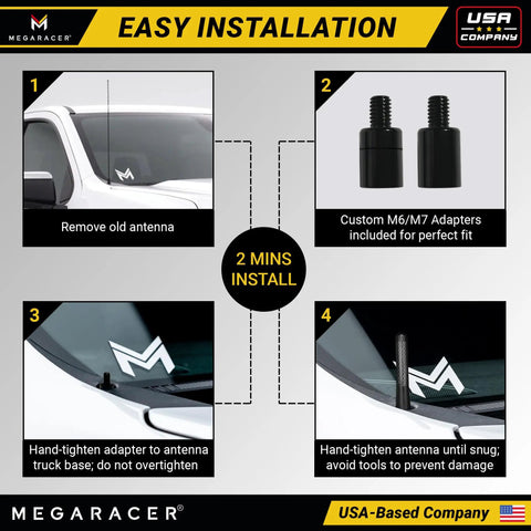 Installation guide for Stubby Black Carbon Fiber Truck Antenna For Chevy Silverado And GMC Sierra 1999 to 2026