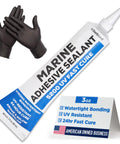 Fast Cure White Marine Adhesive Sealant 5200 For Above And Below Waterline tube with UV Resistant Marine Caulk packaging and gloves