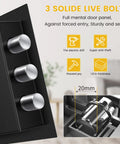 Close-up of 3 solid steel bolts on Heavy Duty Home Drop Safe Box With Waterproof And Fireproof Steel Build Digital Lock.