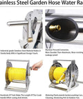 Heavy Duty Stainless Steel Hose Reel Built Like A Tank For Garden Yard And Car Wash Top Notch Industrial Water Organizer close-up of durable stainless steel components.