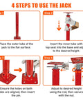 4 steps to use the Two Pack Hella Tough Steel House Floor Jacks Adjustable Height From 21 To 43 Inches Handling 11023 Pounds.